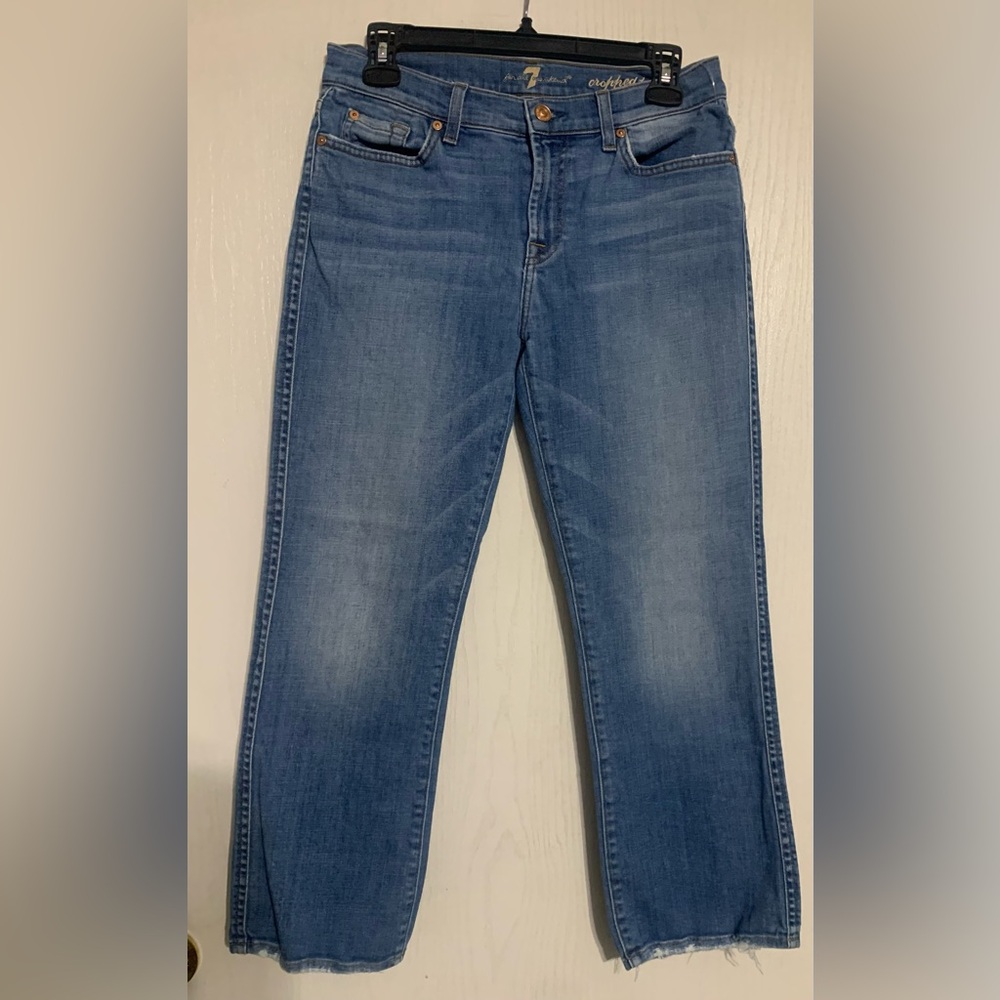 7 For All Mankind Women’s Blue Cropped Boot Jeans